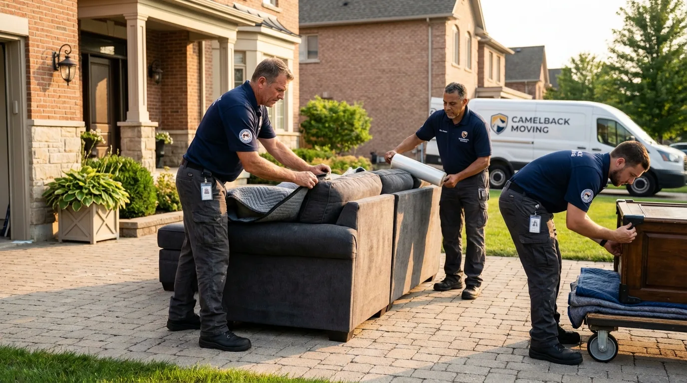 Large estate moving crew wrapping furniture in Wolfforth, TX